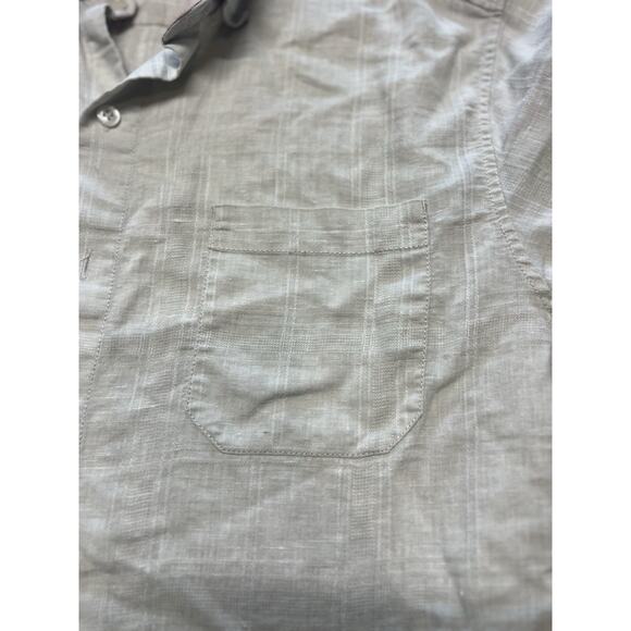 Tommy Bahama Button Up Shirt Large Tan Cream Long Sleeve Linen Blend Sorona Mens - Picture 4 of 8